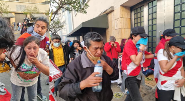 Asistentes a la marcha contra Pedro Castillo afectados por bombas lacrimógenas