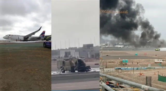 Avión de Latam incendiado en aeropuerto