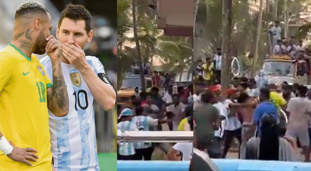 Llamativa escena de pelea entre hinchas de Argentina y Brasil en la India se hizo viral en las redes sociales.