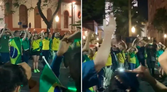 Los partidarios del presidente de Brasil apuntaron con flashes al cielo.
