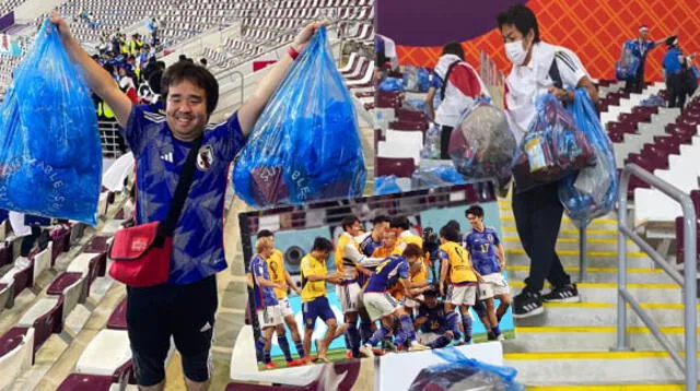 Hinchas japoneses sorprendieron con orden y limpieza tras finalizar el partido ante Alemania.