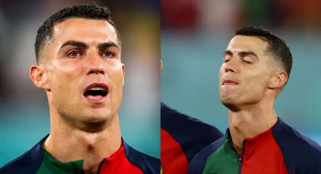 Cristiano Ronaldo llora al cantar himno de Portugal antes de enfrentarse a Ghana en el Mundial Qatar 2022.