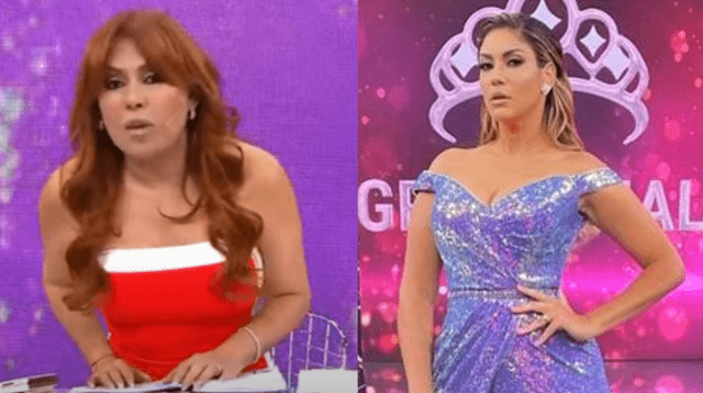 Magaly Medina reacciona al ver a Tilsa Lozano de vestida de morado.