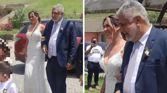 Tilsa Lozano ingresando a la ceremonia de su boda.