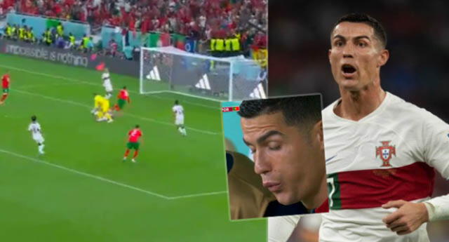 Así fue la reacción de CR7 tras gol de Marruecos.