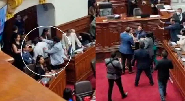 Pelea entre congresistas.