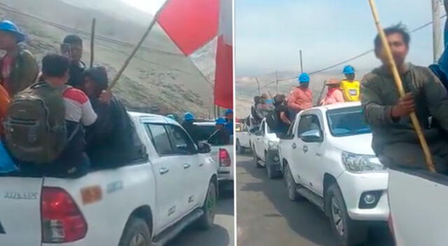 Cientos de manifestantes se trasladan en camionetas 4 x 4 rumbo a protestas en Arequipa.