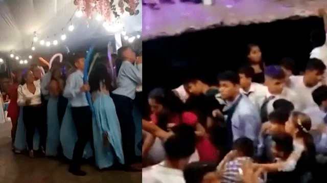 Escolares de secundaria en San Martín, cayeron en un forado cuando bailaban en su fiesta de promoción.