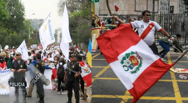 Manifestantes llegaron a la Plaza San Martín.