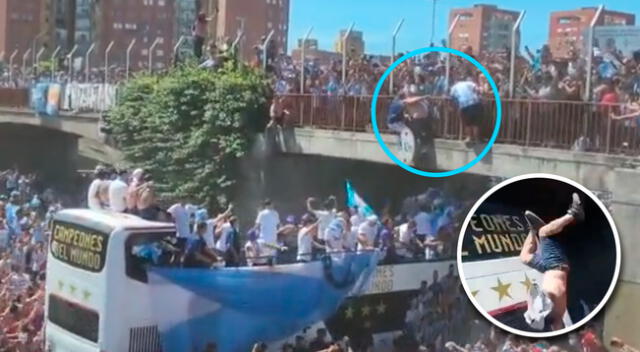 Hincha cayó de un puente y se teme lo peor. La Copa del Mundo paseó por Buenos Aires.