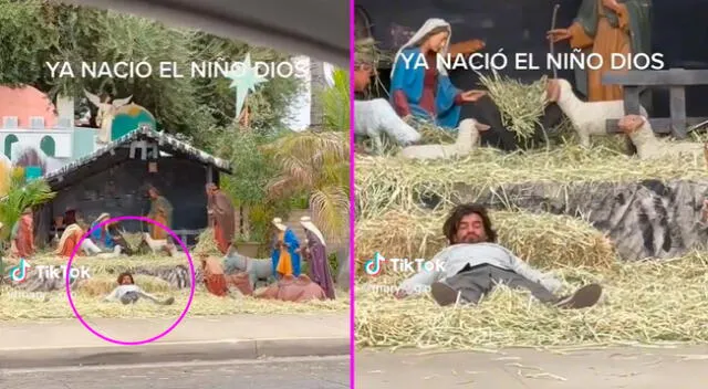 El señor se quedó completamente dormido en el pesebre.