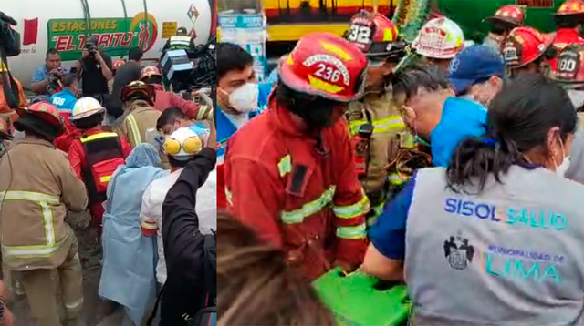 Bomberos sacaron de entre los fierros a víctima de choque entre cisterna y ferrocarril en Ate.