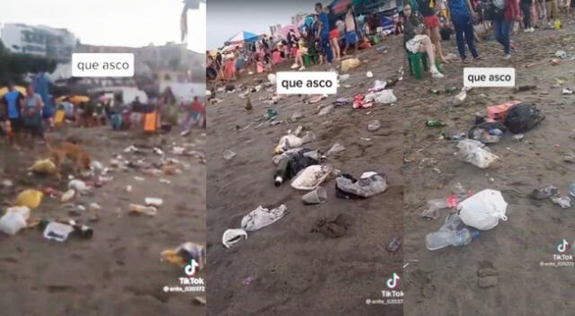 Playa Agua Dulce llena de basura