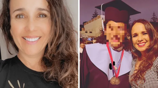 Érika Villalobos feliz por la graduación de su hijo.