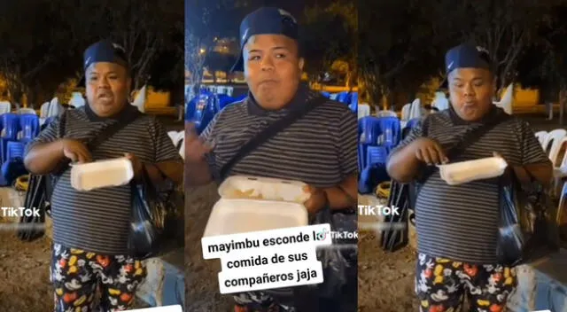 Peculiar escena de Mayimbú en la calle con un plato de comida se hizo viral en las redes sociales.