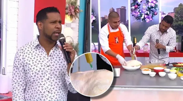 En América Hoy, Edson Dávila protagonizó curioso momento junto al chef del pueblo mientras intentaban cocinar un llamativo platillo. ¿Lo sabotearon?