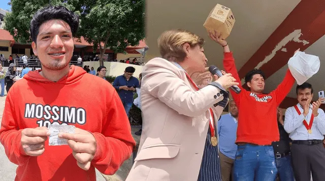 Alumno de San Marcos fue el primero en recibir su almuerzo especial por fin de año.