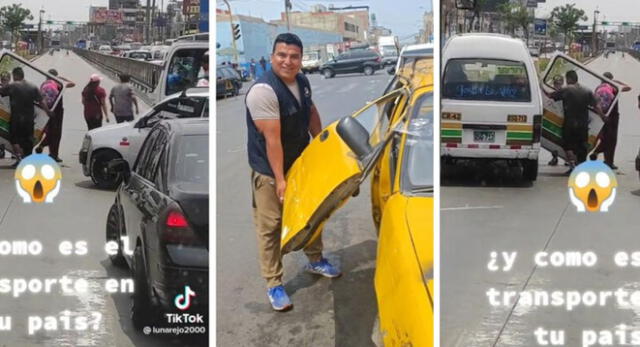 La combi y taxi se vuelven tendencia en TikTok por su singular puerta que llamó la atención de miles.