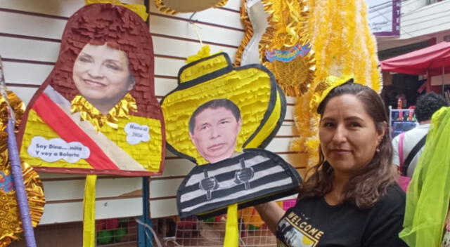 Comerciantes venden piñata de Pedro Castillo a 15 soles.
