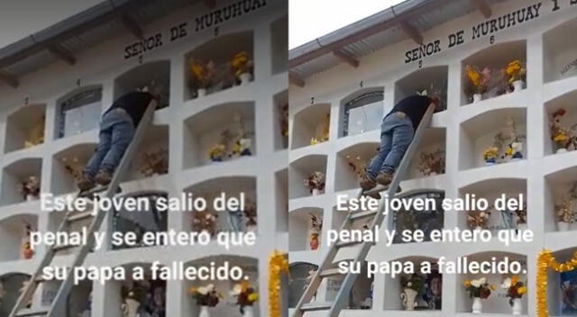 Joven sale de penal y llora en tumba de su padre