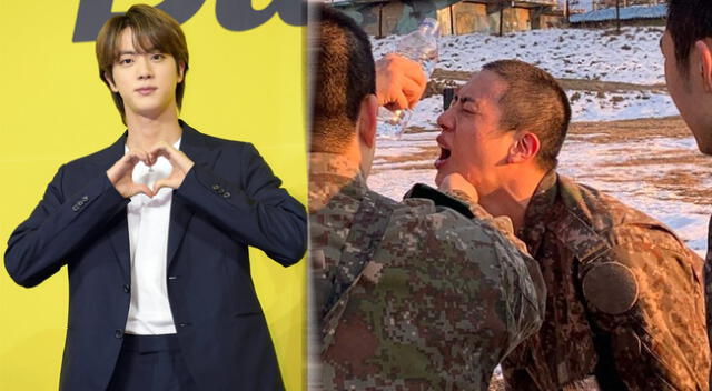 Jin de BTS en en su rutina de entrenamiento en el servicio militar.