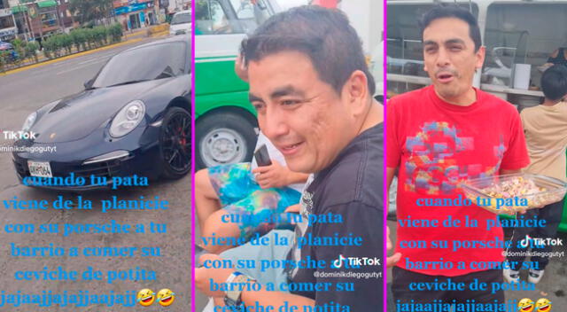 El hombre y sus amigos se fueron a comer ceviche de pota en una esquina y se volvieron viral en TikTok.