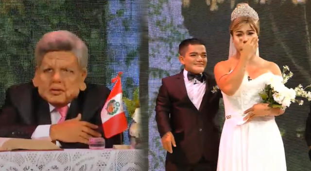 JB en ATV: Así fue la parodia del matrimonio de Richard Acuña y Brunella Horna.