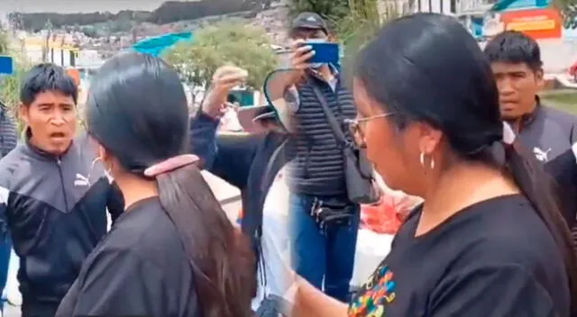 Manifestantes gritan y reclaman a Ruth Luque en Cusco.
