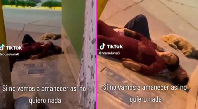 La pareja se quedó completamente dormida en la calle.