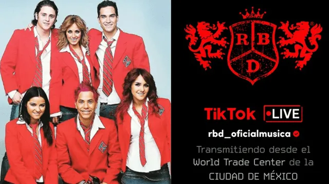 RBD realizará transmisión en vivo por TIKTOK durante su retorno.