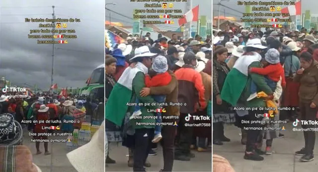 Peruano se despide de su esposa e hijo para partir a Lima a protestar y escena conmueve en TikTok.