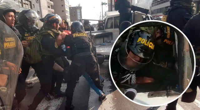 Manifestantes y la PNP se vienen enfrentando en la avenida Abancay.