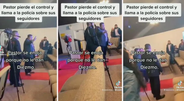 El pastor empezó a llamar a la policía para sacar a los fieles.