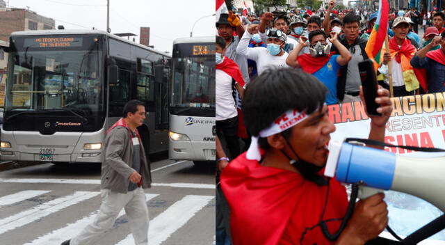 Manifestantes continúan movilizándose en el centro de Lima.