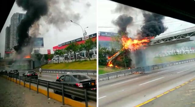 Un fuerte incendio se viene registrando en la Vía Expresa, altura de La Victoria.