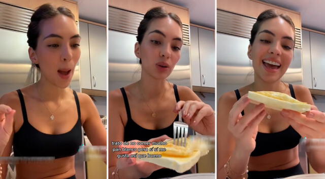 Natalie Vértiz graba video para mostrar su desayuno.