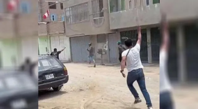 Efectivos policiales disparando al aire y ladrones corriendo en San Martín de Porres