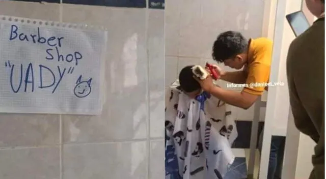 Los estudiantes hacen cola en los baños para recibir su servicio.