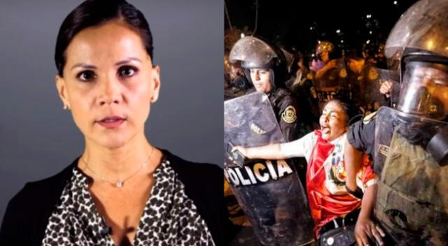 Mónica Sánchez acudió al Centro de Lima para manifestarse en contra del Gobierno de Dina Boluarte.