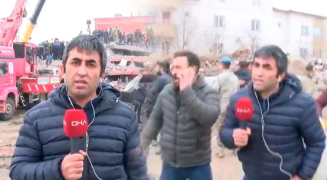 Reportero tuvo que moverse para evitar accidentarse en pleno terremoto.