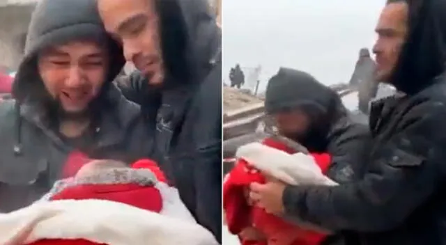 El joven padre le dio un último beso a su bebé que había fallecido tras terremoto.