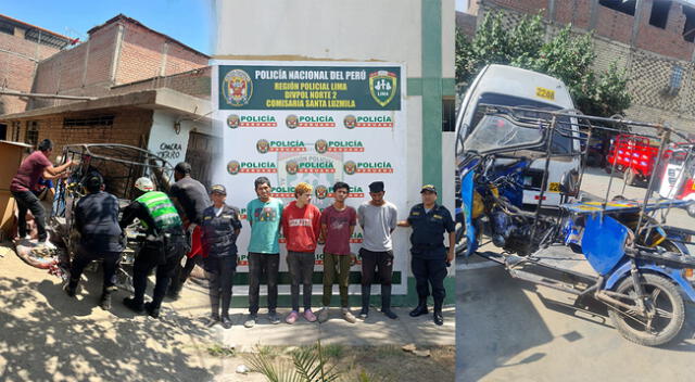 Policías desarticulan banda criminal en Comas y recuperar una mototaxi, pero desmantelada.