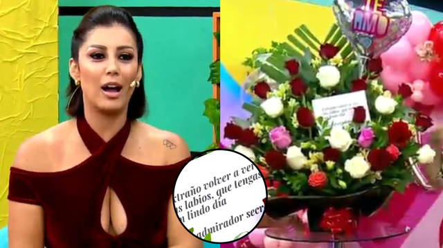 Karla Tarazona impactado con tremendo ramo de flores que llegó al set de Tv.