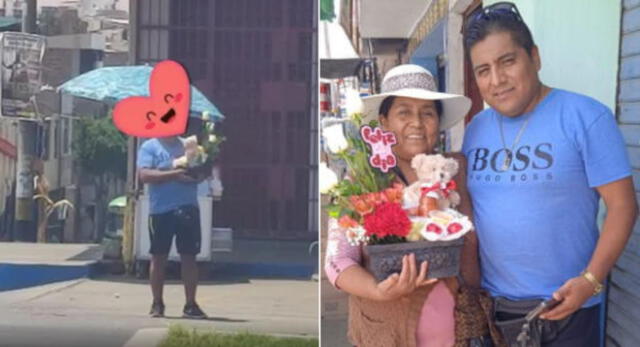 Hermoso. Señor con arreglo floral recorre calles de Tacna y usuarios en Facebook se conmueven.