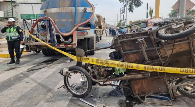 Mototaxi fue impactada por cisterna en la avenida Universitaria, Comas.