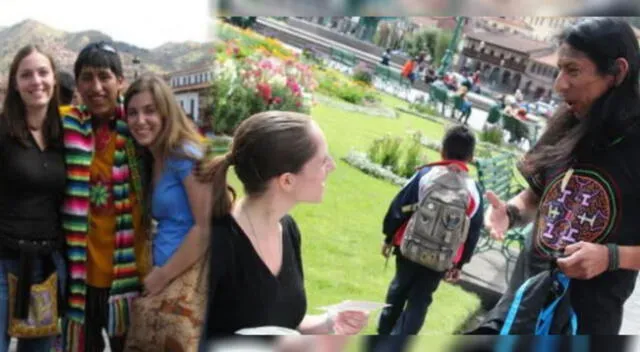 Turistas extranjeros conociendo a los famosos "bricheros" en Cusco