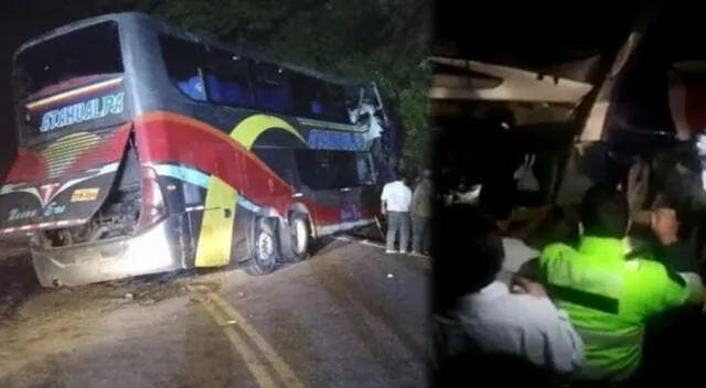 Bus que se despistó en carretera de Cajamarca, casi se cae a un precipicio.