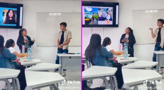 El estudiante no se guardó nada y expuso a su compañera en plena clase y se volvió viral en TikTok