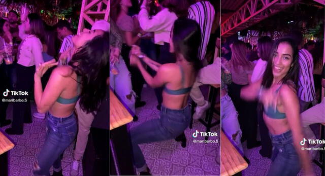 La muchacha se 'robó el show' en la discoteca al ritmo de "Yandel 150" y es viral en TikTok.