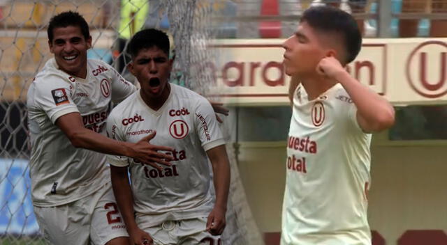 Piero Quispe celebra su gol tapándose las orejas.